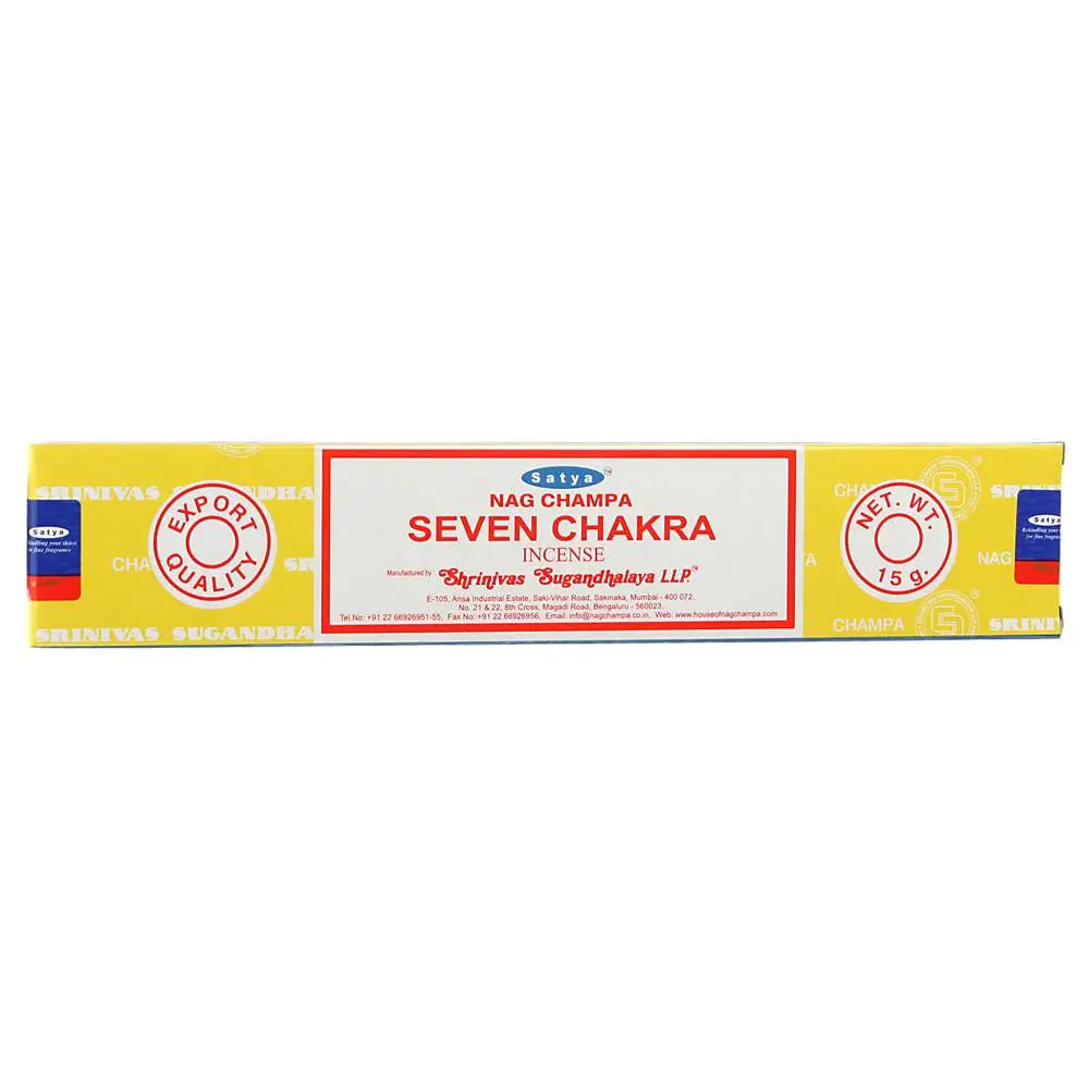 Calming & fragrant Satya Seven Chakra incense sticks pack.