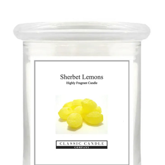 Sherbet Lemon Medium Jar Candle with zesty citrus aroma.
