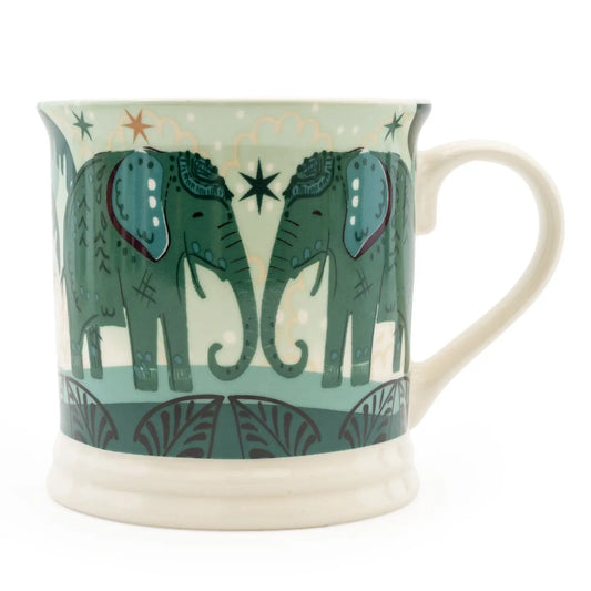 Siam Guava Elephant Tankard Mug with tropical elephant design.