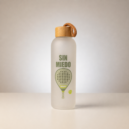 Frosted Padel Water Bottle With Bamboo Lid | 750ml