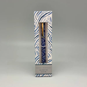 Single Ballpoint Pen In Penny Kennedy Print Gift Box Blue Waves