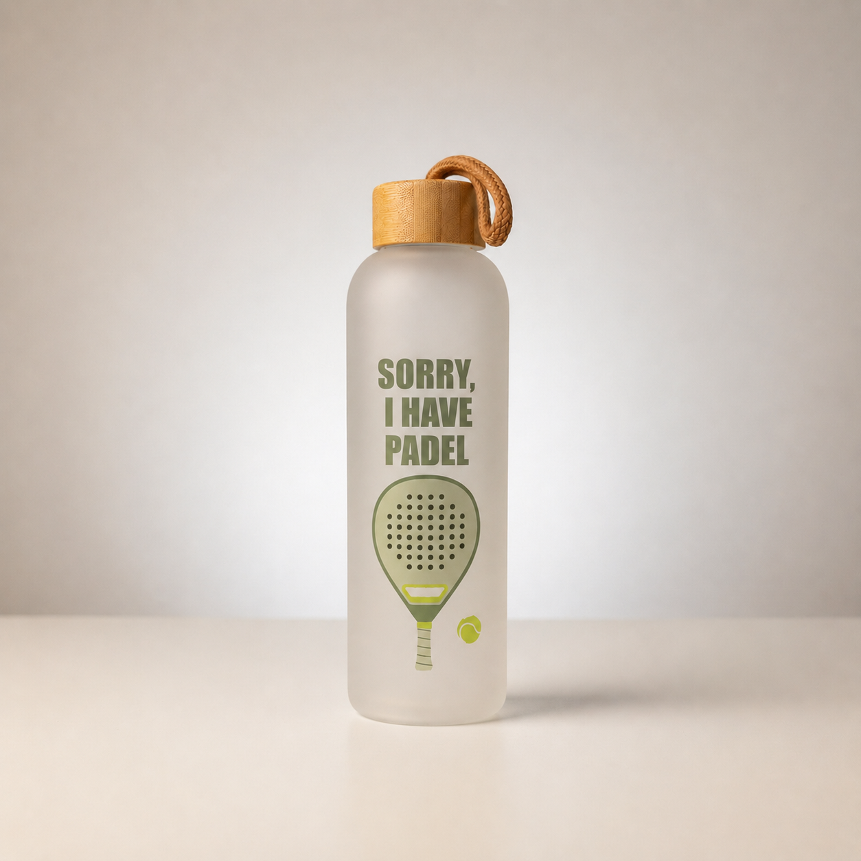 Frosted Padel Water Bottle With Bamboo Lid | 750ml