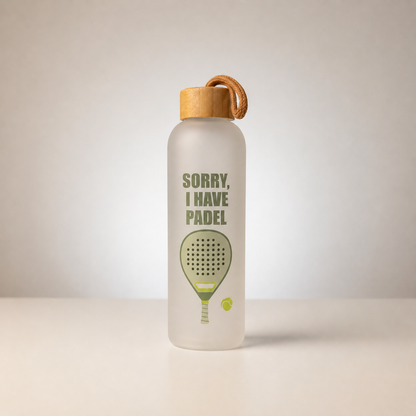 Frosted Padel Water Bottle With Bamboo Lid | 750ml