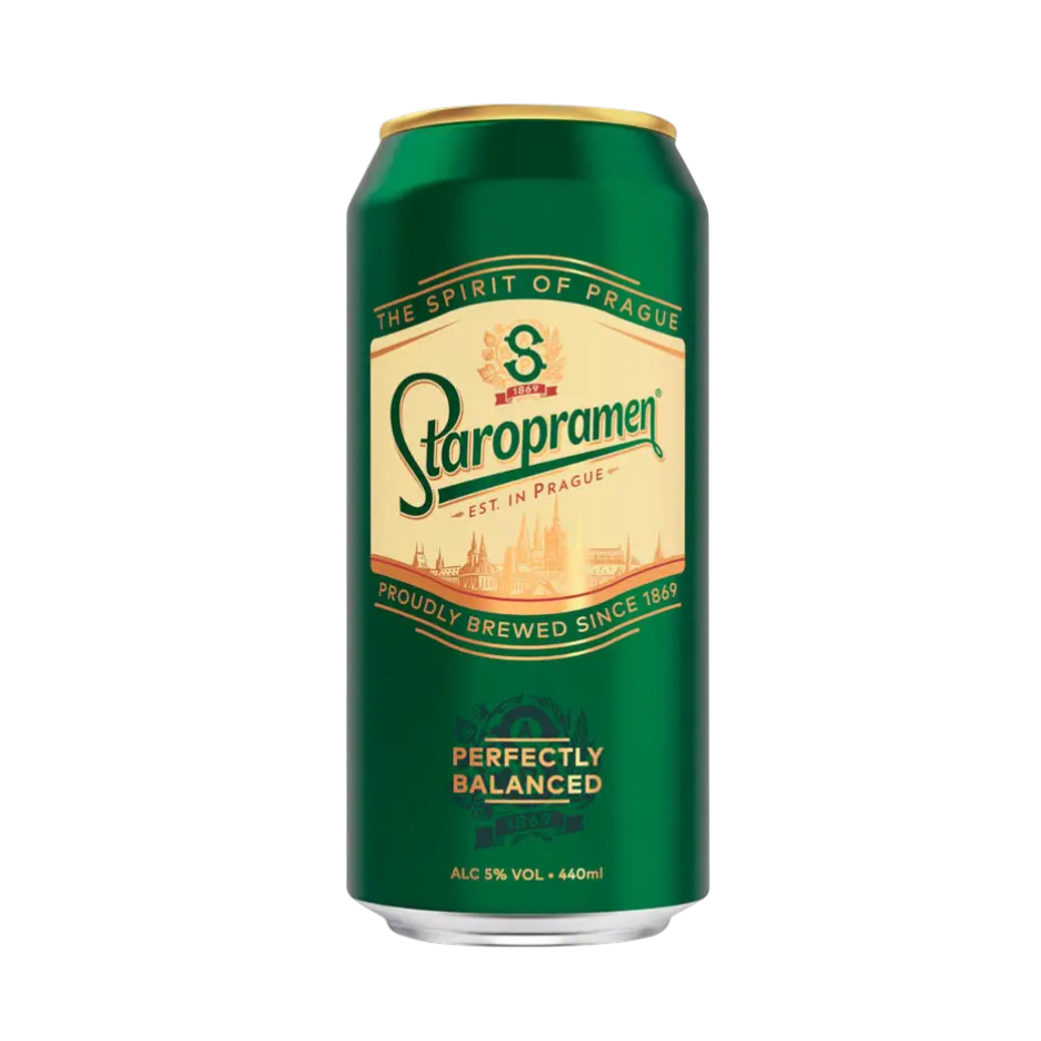 Can of Staropramen Premium Czech Style Pilsner Lager