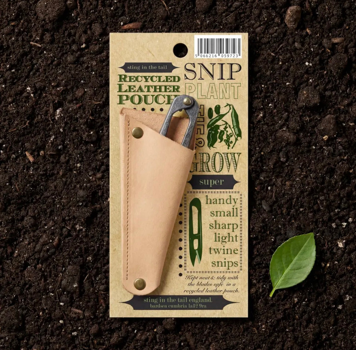 Steel Garden Snips in Recycled Leather Pouch