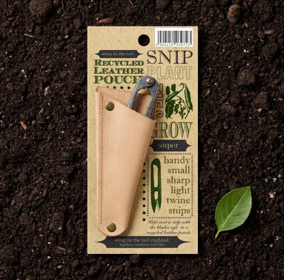 Steel Garden Snips in Recycled Leather Pouch