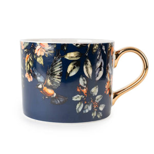 Decorative Mug with Gold Handle - Garden Blooms Blue