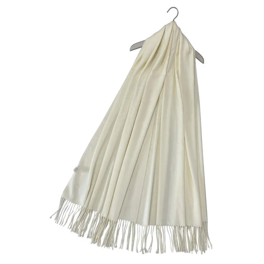 Super Soft Plain Pashmina Tassel Scarf on hanger, 100% acrylic, size 70 x 170cm.