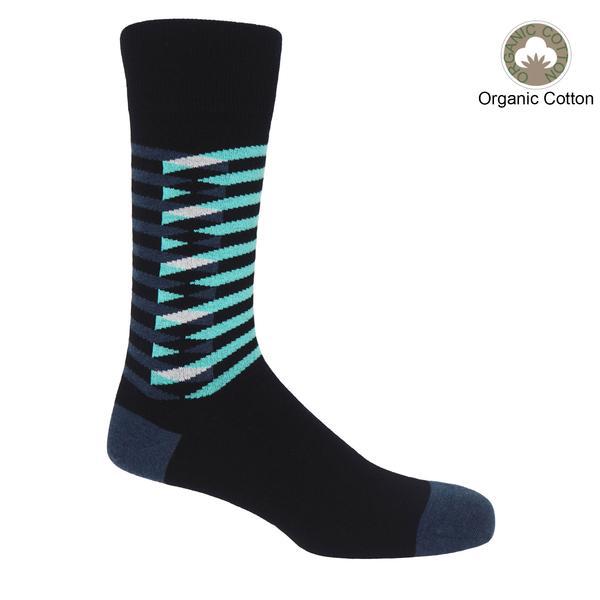 Smart & stylish men's organic cotton black patterned socks.