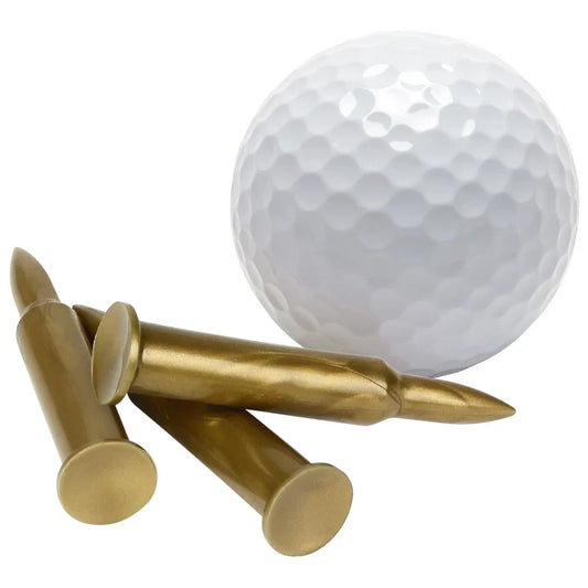Bullet shaped tactical golf tees with golf ball, pack of 50.
