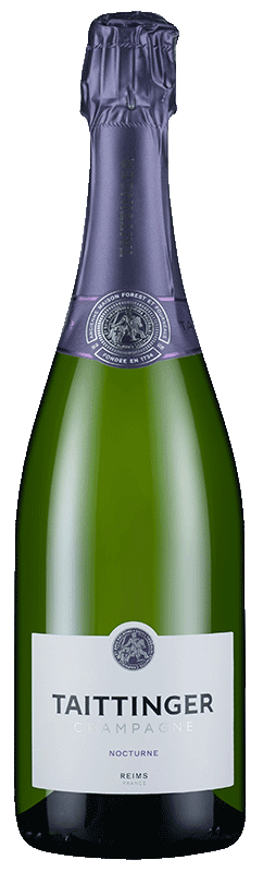 Taittinger Champagne Nocturne bottle with elegant packaging, known for its rich and intense flavor.