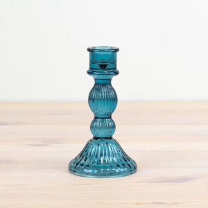 Teal Pillar Candle Holder - 15cm