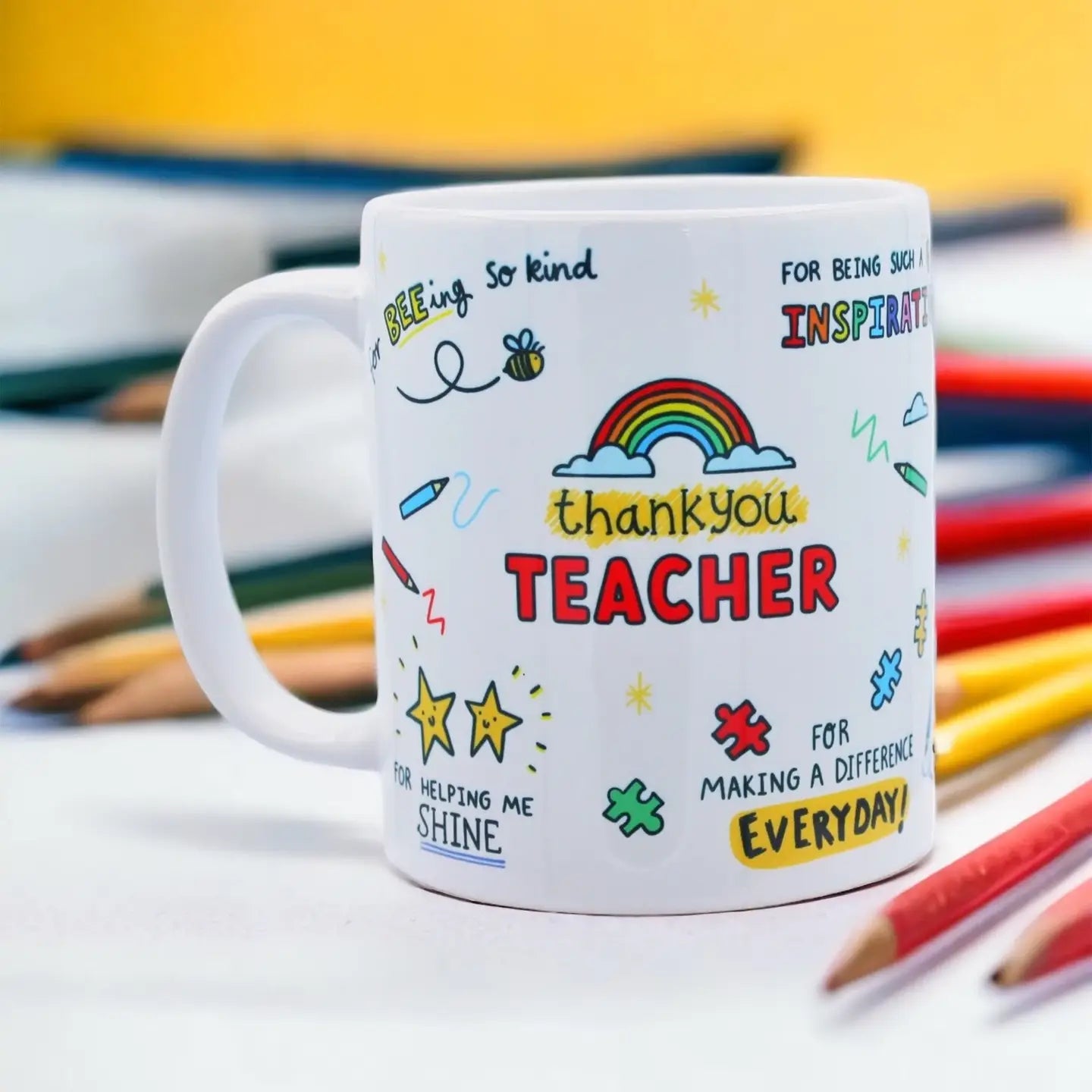Thank You Teacher Mug with charming design and heartfelt message.