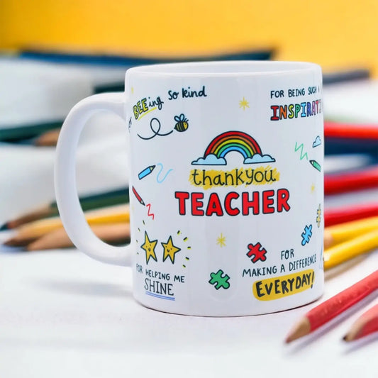Thank You Teacher Mug with charming design and heartfelt message.