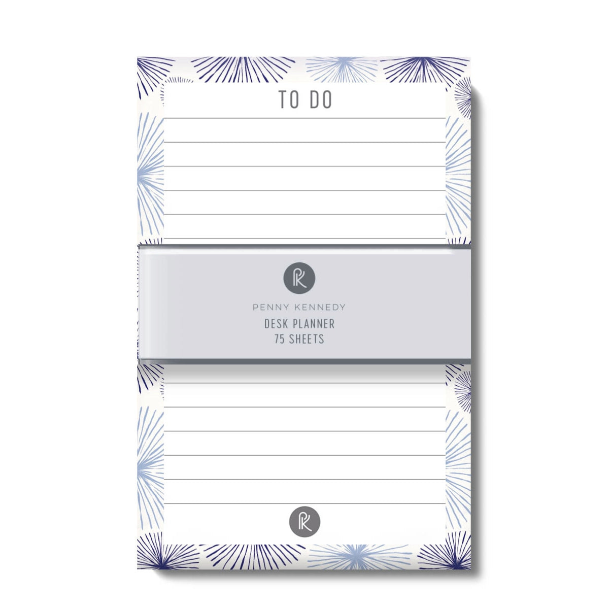 Compact blue printed desk planner with tear-off to-do list sheets by Penny Kennedy.