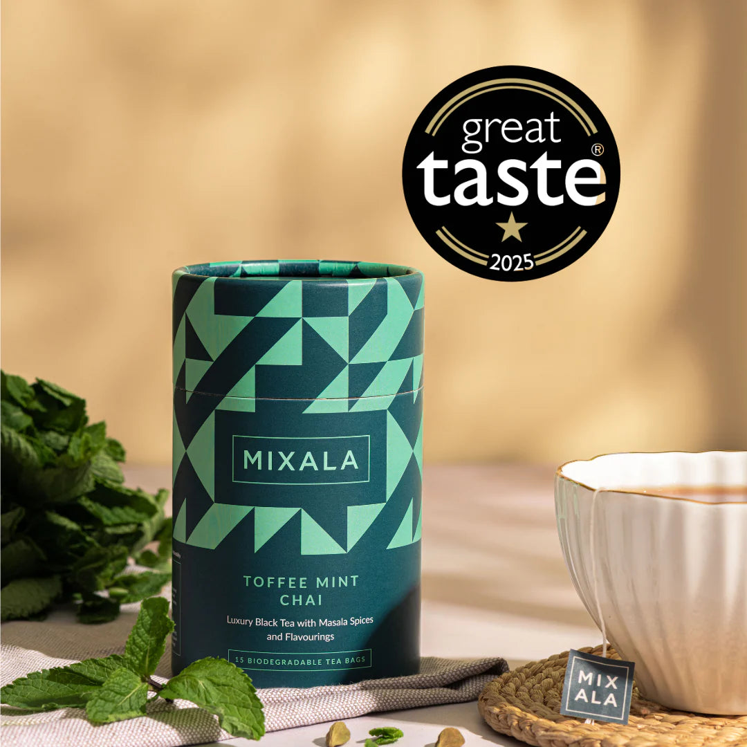 Mixala Chai Toffee Mint chai tea with peppermint, roasted dandelion root, and spices