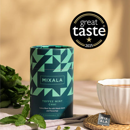 Mixala Chai Toffee Mint chai tea with peppermint, roasted dandelion root, and spices