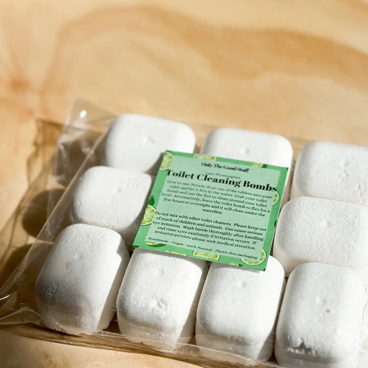 Pack of 2 lime and lemongrass-scented toilet bombs.