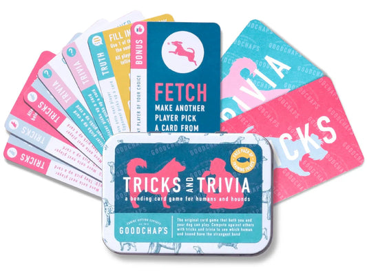 Dog Card Game featuring Tricks & Trivia, enhancing human-pet bond with trick challenges and trivia.