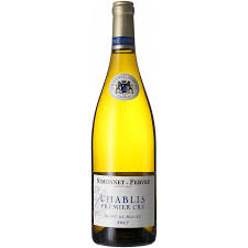 Simonnet-Febvre Chablis Premier Cru wine bottle with golden hue.