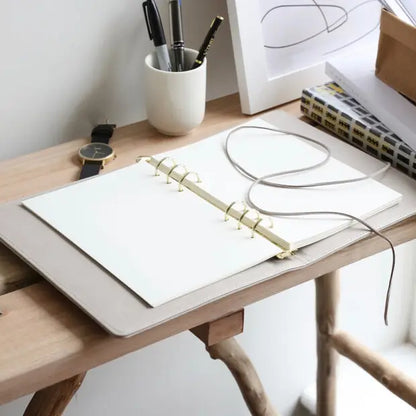 Grey Vegan Leather Refillable Notebook