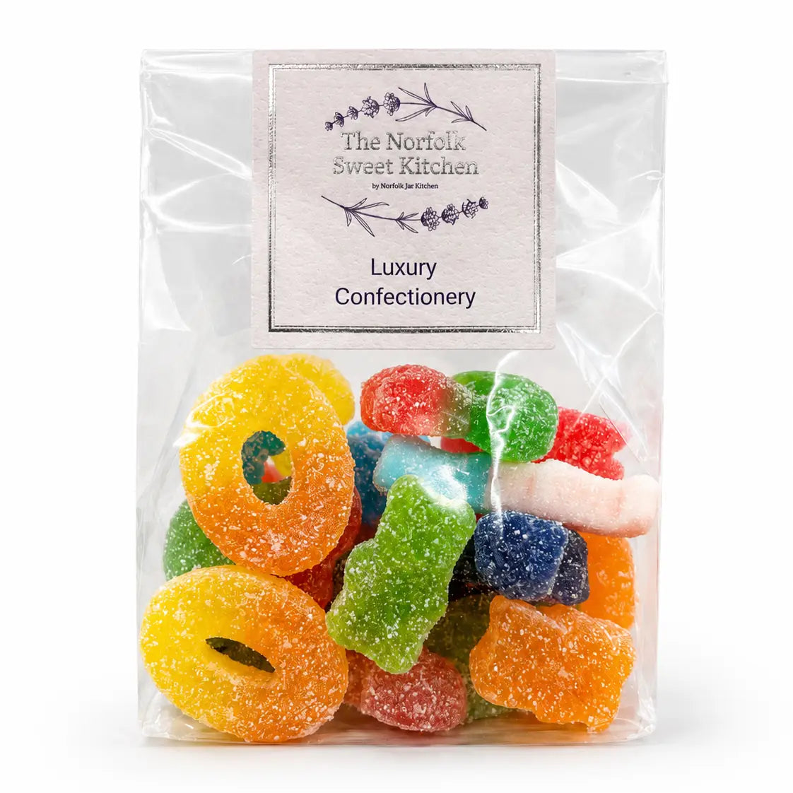 Colourful vegan-friendly sweets with fruity flavours, chewy textures and a tangy fizzy sugar coating.