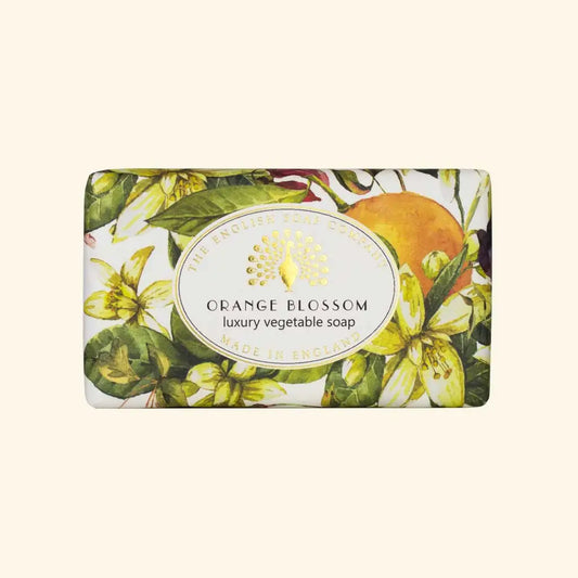 Vintage Orange Blossom Soap wrapped in vintage-inspired artwork.