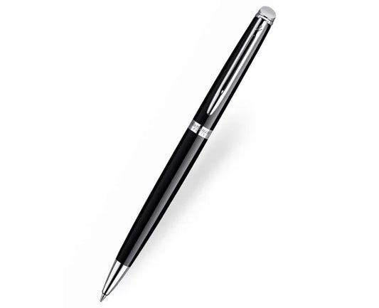 Waterman Hemisphere Black Chrome Trim Ballpoint Pen: A sleek, sophisticated pen crafted for smooth writing and timeless professional style.