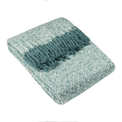 Weaver Herringbone Throw Teal Size  130 x 180cm