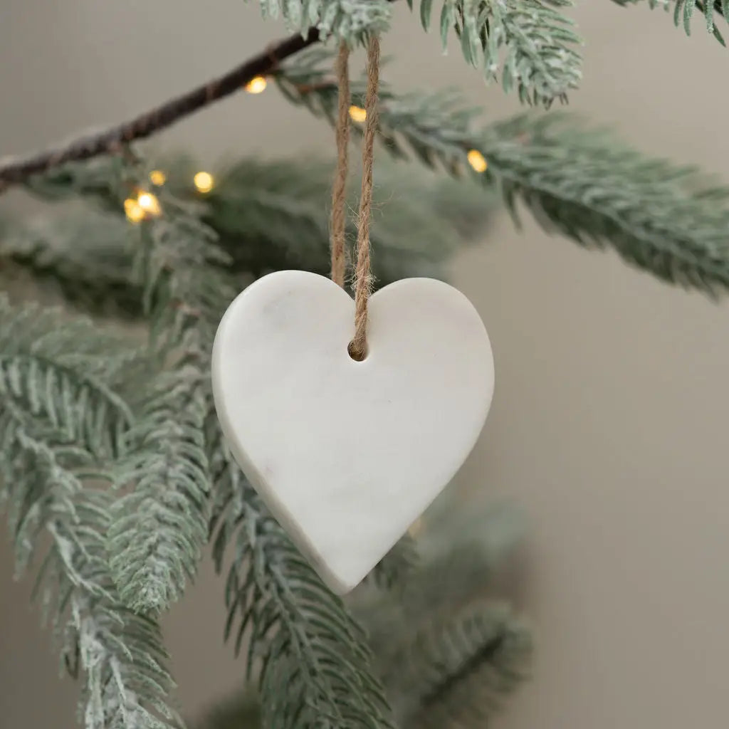 White marble heart, handcrafted in India, perfect for a touch of Scandi style.