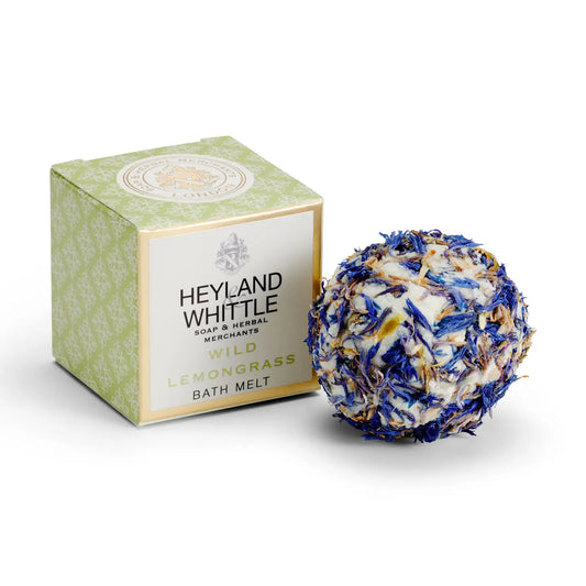Wild Lemongrass Bath Melt with soothing shea and nourishing cocoa butter, 100% natural and vegan-friendly.