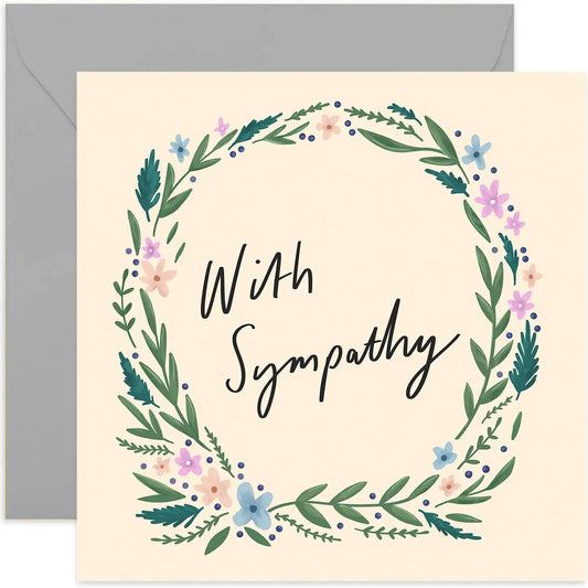 With Sympathy floral card with silver envelope.