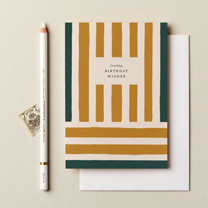 Yellow Striped Birthday Card
