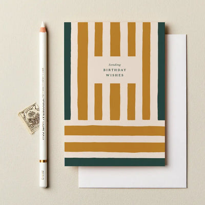 Yellow Striped Birthday Card