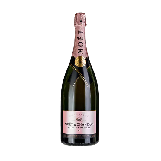 MOET & CHANDON Rosé Impérial champagne bottle with pink label and accents.