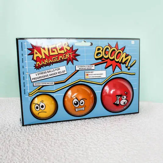 Anger Management Stress Balls packaging for stress relief.