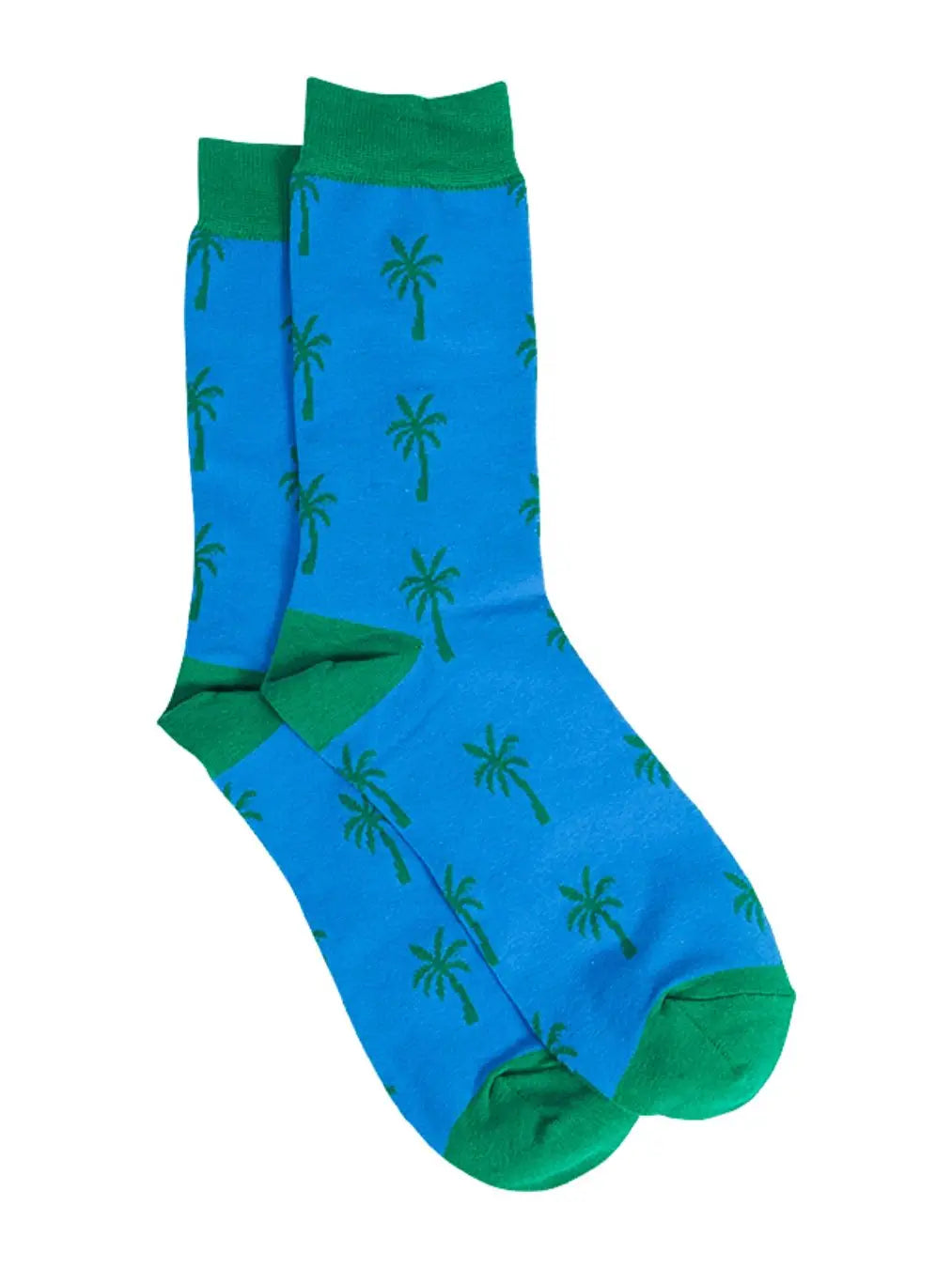 Mens Bamboo Socks with Palm Tree Design in Turquoise Green Color