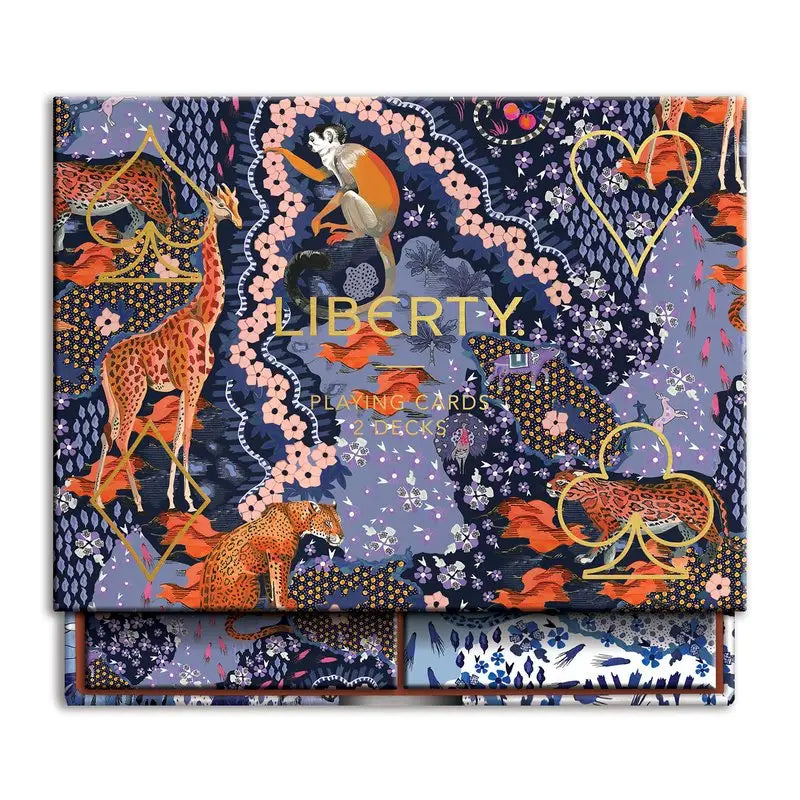 Liberty London Maxine Playing Card Set in floral graphic print box.