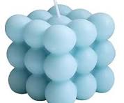Olga Mini Bubble Candle Blue with unique sphere design.