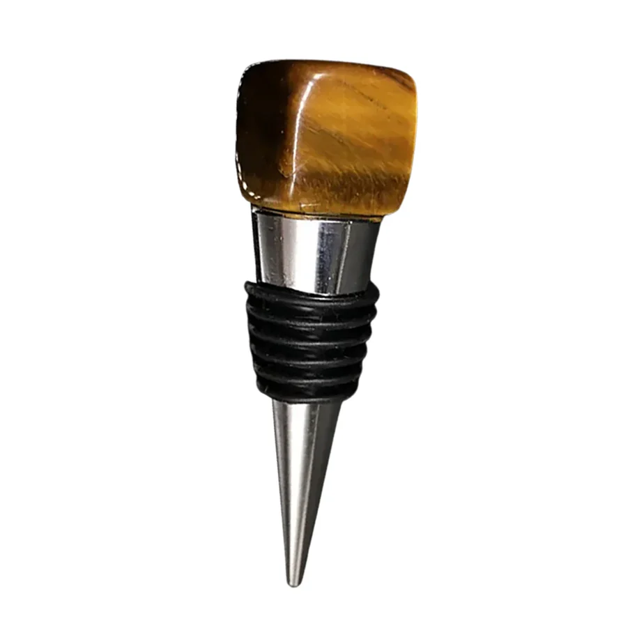 Striking Tiger's Eye & Metal Wine Bottle Stopper