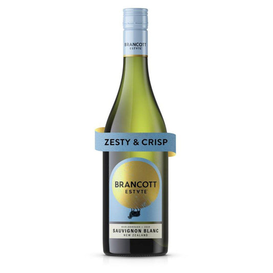 Brancott Estate New Zealand Sauvignon Blanc bottle, 2020 Marlborough vintage.