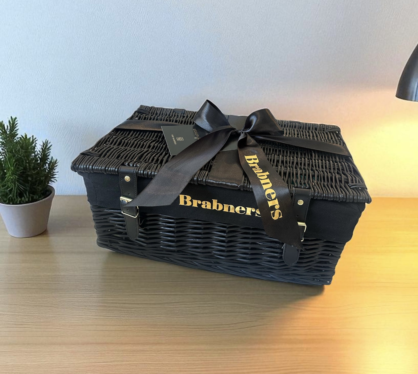 Corporate Branded Lined Hamper and Ribbon