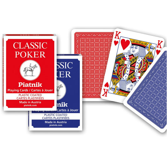 Piatnik poker-sized playing card deck with linen finish and classic design for card games and travel