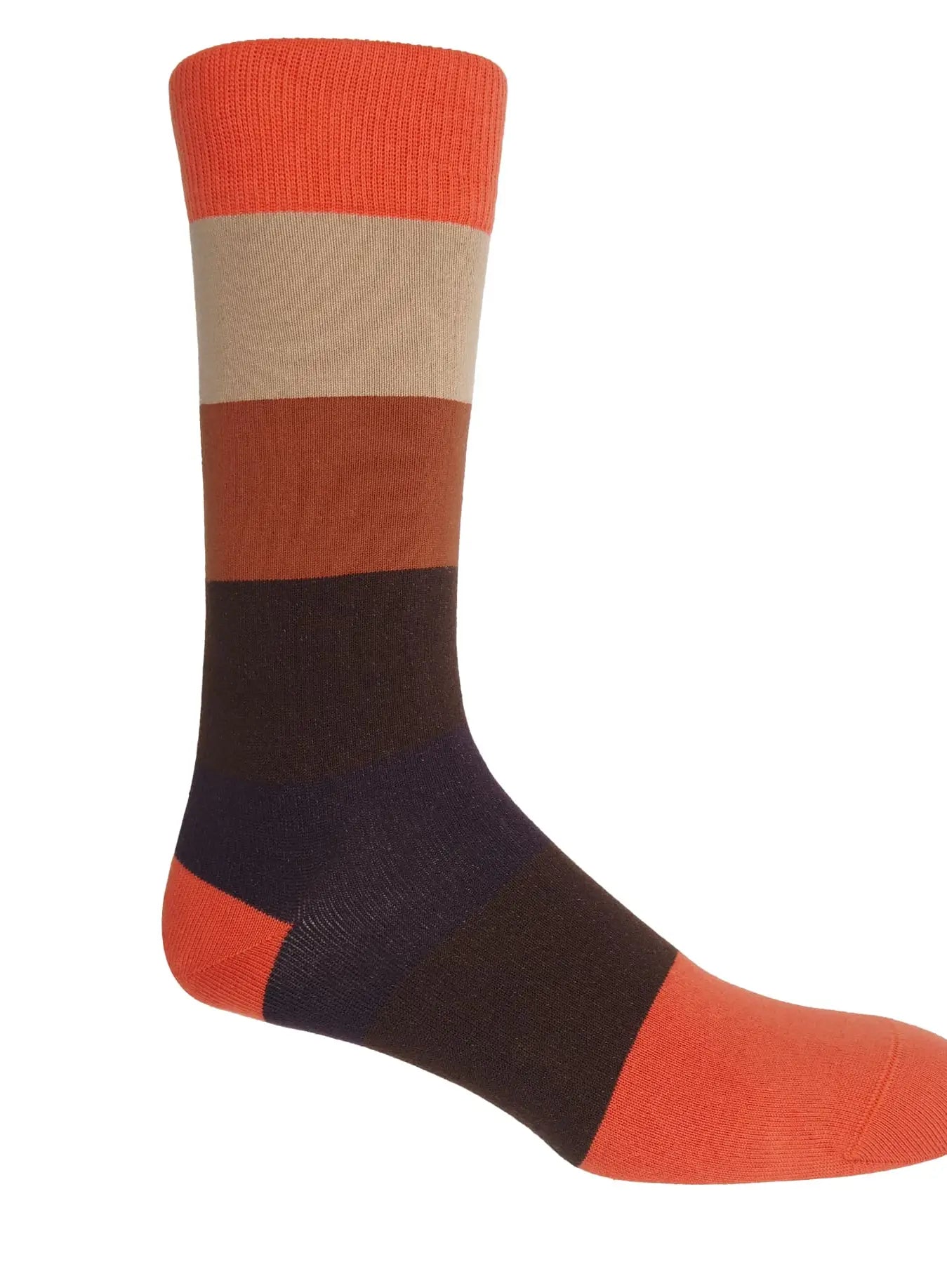 Peper Harrow block stripe men's luxury socks in Supima cotton.