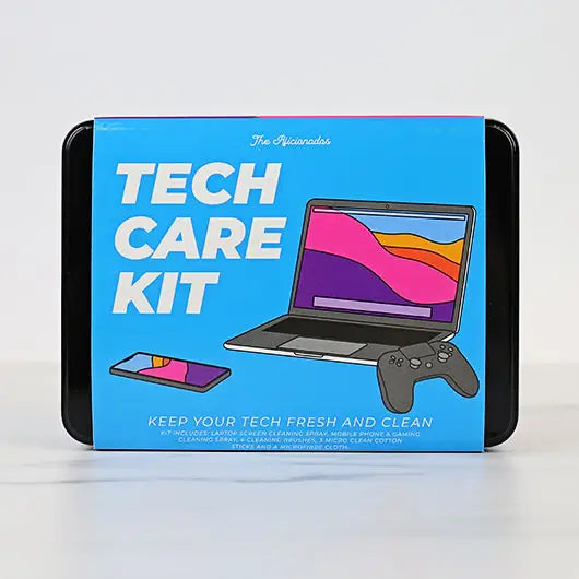 Tech Care Kit packaging with illustrations of gadgets.
