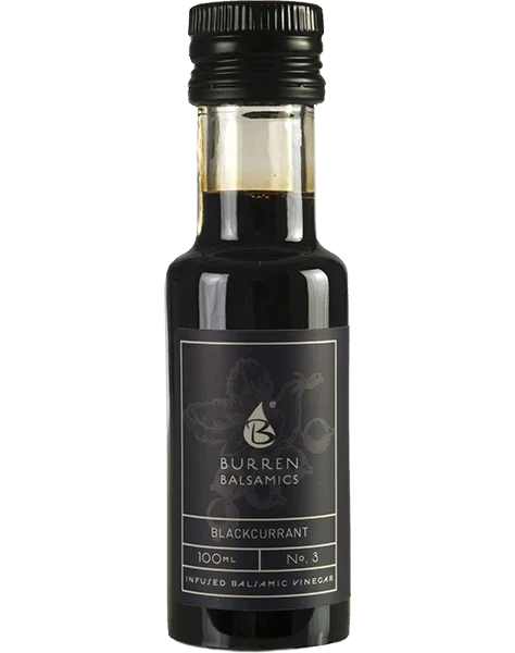 Blackcurrant Infused Balsamic Vinegar bottle, perfect for salads and sauces.