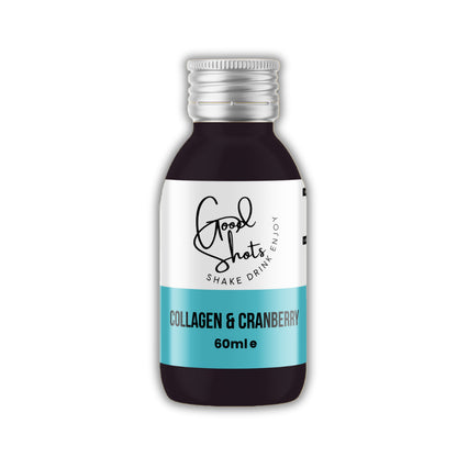 Bottle of Good Shots collagen and cranberry shake drink on a white background