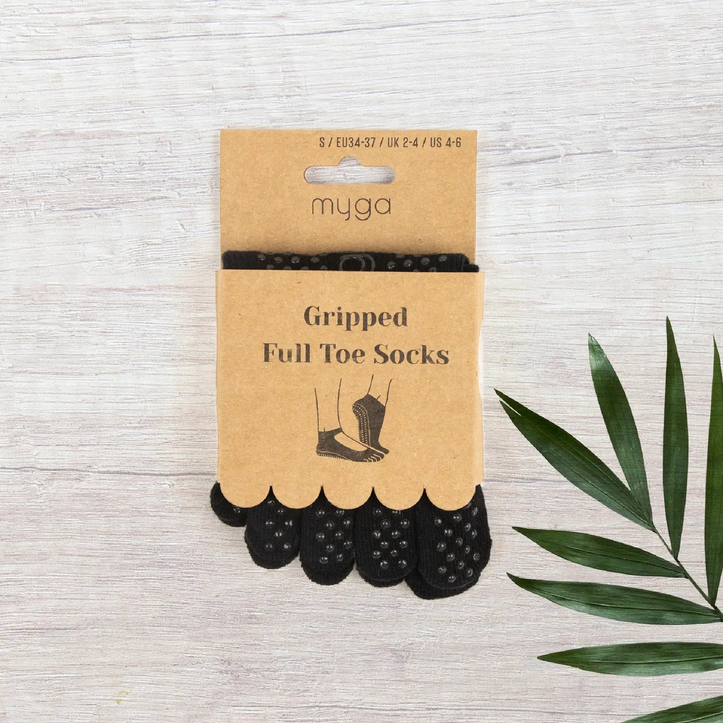 Full Toe Yoga Socks by Myga with grip for enhanced balance during yoga practice.