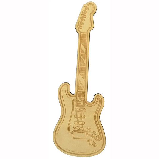 Guitar themed wooden bookmark shaped like an electric guitar.