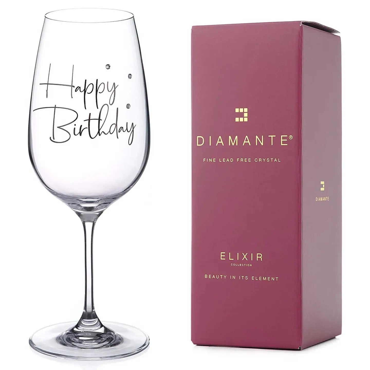 happy birthday wine glass with festive text and celebratory design.